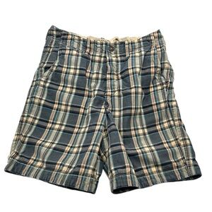 Abercrombie & Fitch Shorts Men's‎ Plaid Button Fly Front Blue/Tan size 32 (A53)